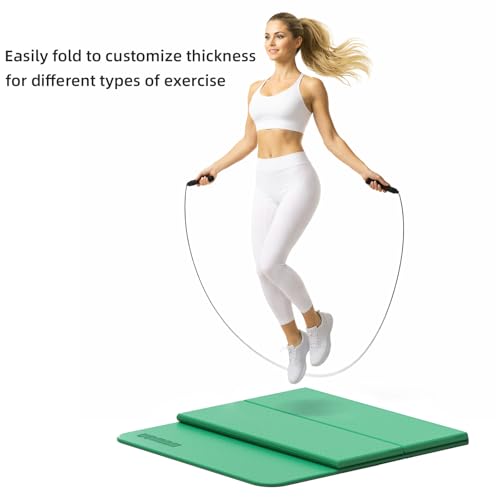 Folding Yoga Mat Extra Thick 0.4 Inch, Foldable Yoga Mat 75 x 26 Inches, TPE Exercise Mat, 7-Panel Non Slip Cushioned Fitness Mat for Yoga, Pilates, Stretching, Home Workout