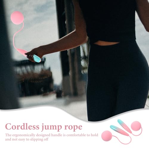 Cabilock Cordless Jump Rope with Weighted Balls, Ropeless Fitness Skip Rope for Women, Indoor Household Workout Equipment for Fat Burning and Strength Training