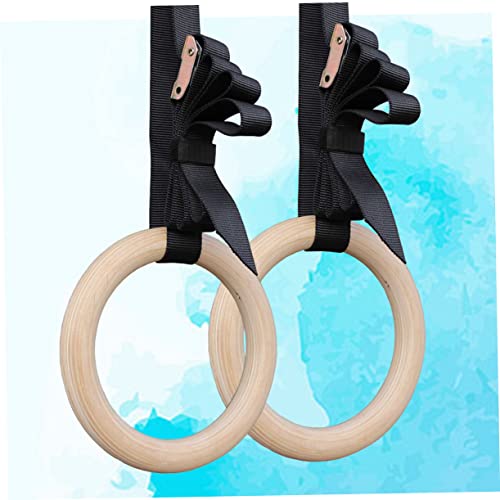 Garneck Gymnastic Rings Workout Rings Exercise Rings Fitness Ring Wooden - color: Multi