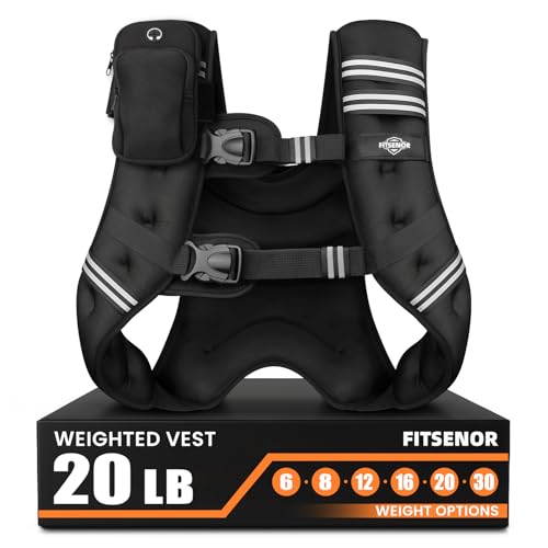 Weighted Vest for Men Women Walking, 6lb/8lb/12lb/16lb/20lb/30lb Strength Training Weight Vests with Phone Pocket, Comfortable Weighted Vest for Running Men, Rucking, Weight Loss, Gym Accessories - size: 20 lb