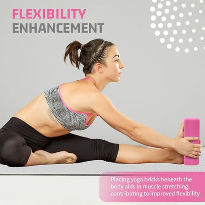 Yoga Blocks 2 Pack 3x6x9IN Foam Block Supportive Latex-Free with Rounded Edges, Non-Slip Exercise Blocks for Pilates, Meditation, Balance, Stretching and Deep Poses - color: 2Pack-RC-Pink
