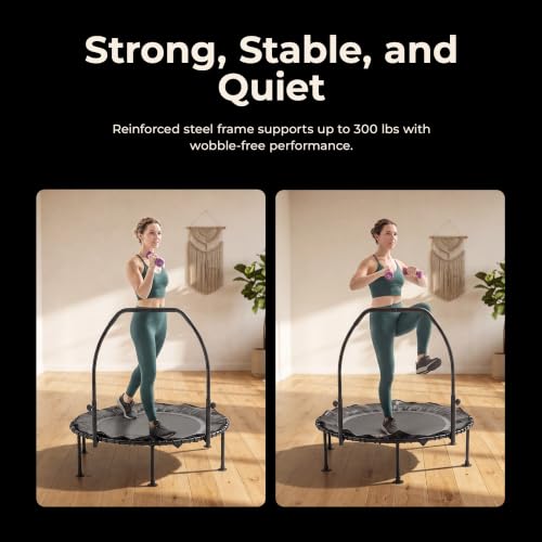 Sunny Health & Fitness 36"/40"/48" Bungee Exercise Trampoline with Handlbar - size: 48" Trampoline