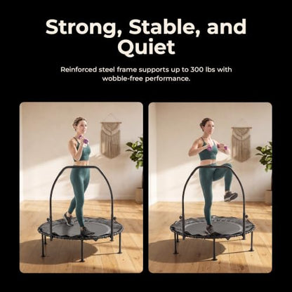 Sunny Health & Fitness 36"/40"/48" Bungee Exercise Trampoline with Handlbar - size: 48" Trampoline