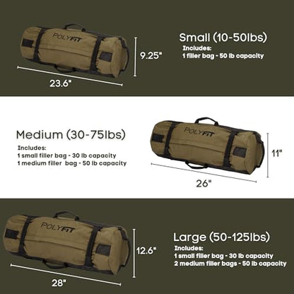 Polyfit Classic Sandbag - Workout Sandbag with 8 Gripping Handles - color: GREEN, size: Large (50-125lbs)