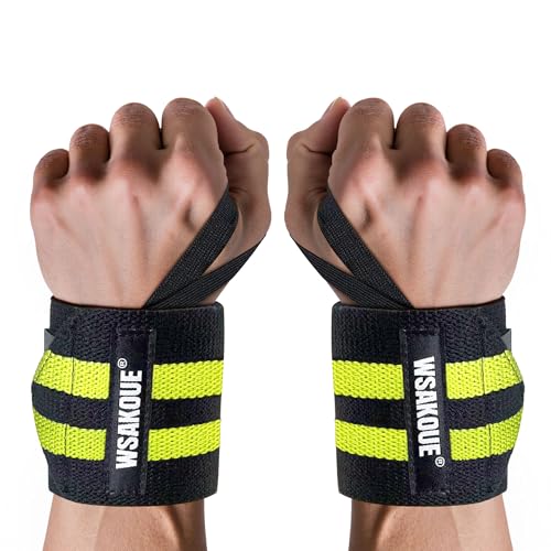 WSAKOUE Weightlifting Wrist Wraps - 18" Professional Wrist Support with Heavy-Duty Thumb Loop for Powerlifting, Bench Press & Strength Training- Adjustable Gym Wrist Straps for Men & Women - color: Green