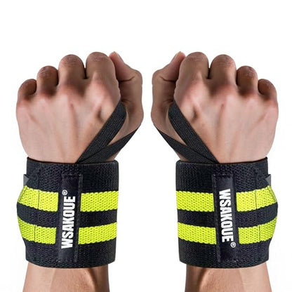 WSAKOUE Weightlifting Wrist Wraps - 18" Professional Wrist Support with Heavy-Duty Thumb Loop for Powerlifting, Bench Press & Strength Training- Adjustable Gym Wrist Straps for Men & Women - color: Green