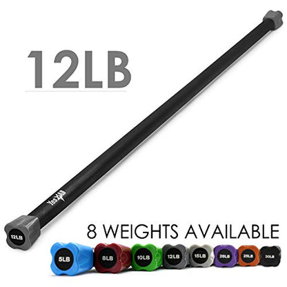 Yes4All Total Body Workout Weighted Bar, Resistance Band Bar, Racks for Strength Training, Exercise Bar for Yoga in Home and Gym - Single/Combo