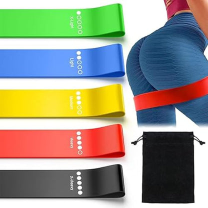 Resistance Bands Set of 5 – Loop Exercise Bands for Working Out, Stretching, Strength Training | Home Gym Equipment for Women & Men | Pilates, Yoga, Physical Therapy, Glute Leg Arm Workout
