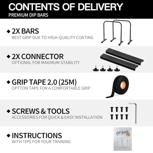 2026 Upgrade World's Best Strongest Premium Dip Bars with Adjustable Ultra-Stable Settings & Non-Slip Feet - USA Original Patent, USA Designed, USA Shipped, USA Warranty