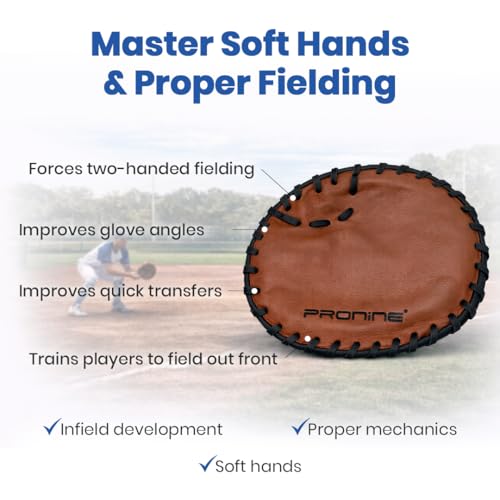 ProNine Sports Baseball Training Bundle – Flat Trainer Glove, Reaction Ball & Indoor Foam Baseball – Fielding Drills, Soft Hands & Hand-Eye Coordination Practice Equipment for Players & Coaches