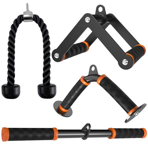 Fitarc Cable Machine Attachment Set for Gym & Home Workouts, Lat Pulldown Attachments with Non-Slip Grips, Orange