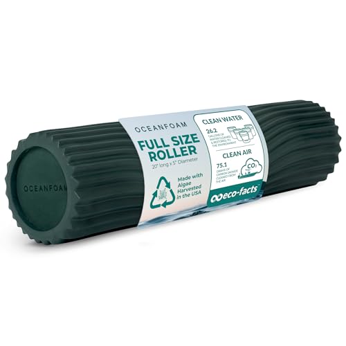 Tidal Roller - Hunter - Muscle Massage Foam Roller for Back Pain & Stretching - Firm and Ergonomic Wide Wave Textured - Yoga, Athletics, & Wellness - Full Size, 20" x 5" - color: Hunter