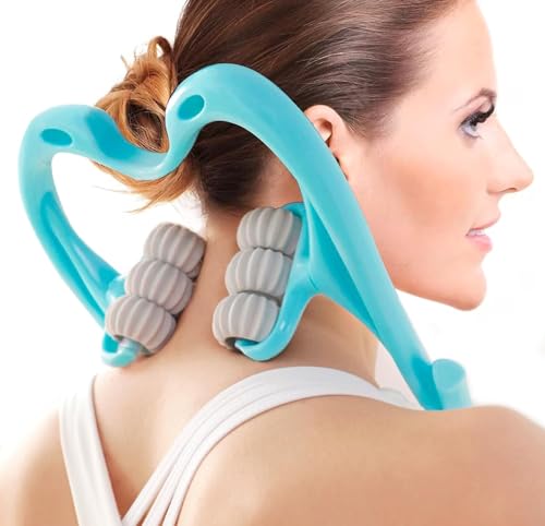Handheld Massager with 6 Balls - Premium Deep Tissue Relief for Neck, Back, Shoulders and Legs (Blue)