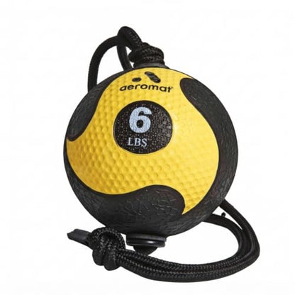 Aeromat Elite Power Rope Medicine Ball for Core Strength/Rotational Movements Training - style: 6 lbs - Black/Yellow