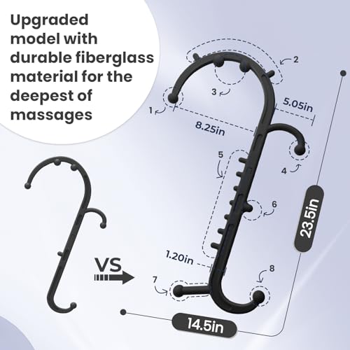 Deep Tissue Back & Neck Massager - Back Massager Stick for Pain Relief, Muscle Knot Remover, Trigger Point Massage Tool for Full Body, Shoulders, Legs - Pressure Point Massage Tool (Black) - color: Black