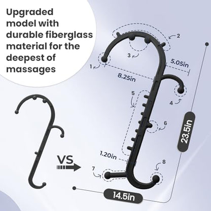 Deep Tissue Back & Neck Massager - Back Massager Stick for Pain Relief, Muscle Knot Remover, Trigger Point Massage Tool for Full Body, Shoulders, Legs - Pressure Point Massage Tool (Black) - color: Black