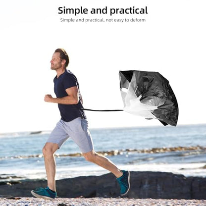 Uonlytech Resistance Parachute with Waist Belt for Running Speed Training, Football Power Resistance Chute for Sprint Agility, Lightweight Black Sports Parachute for Track and Field Fitness