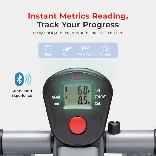 Sunny Health & Fitness Foldable Air Walk Elliptical, 30" inch Long Stride Glide Exercise Full-Body Cardio Cross Smart Trainer for Home Office, SunnyFit App via Bluetooth with Adjustable Resistance - style: Smart