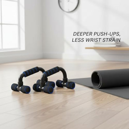 Push-Up Stands with Foam Handles, Steel Frame for Wrist Support and Deep Range of Motion, Stable Floor Exercise Bars for Home Workouts (1 Pair)