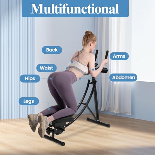 Ab Machine Abdominal Crunch Core Workout Equipment Foldable Exercise Ab Trainer Machine Coaster Abdominal/Core Fitness All Training Equipment Levels for Home & Gym - size: 35.43*19.68*42.12in Black