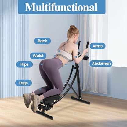 Ab Machine Abdominal Crunch Core Workout Equipment Foldable Exercise Ab Trainer Machine Coaster Abdominal/Core Fitness All Training Equipment Levels for Home & Gym - size: 35.43*19.68*42.12in Black