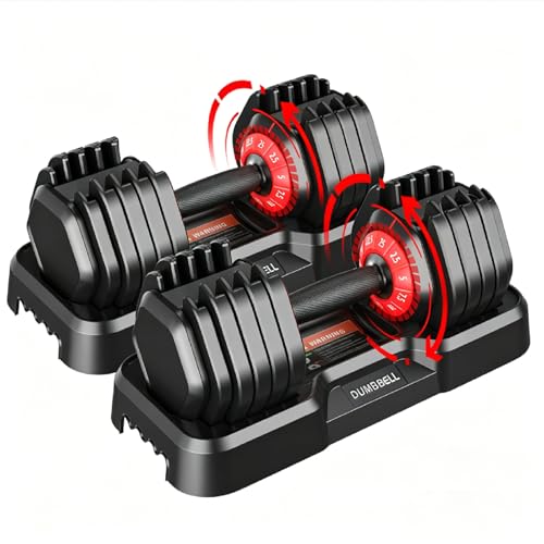Adjustable Dumbbell Set, All in One Weights Dumbbell with Non-Slip Handle, 1 Hand Quick Adjust weight set for Home Gym - color: 25lb Pair