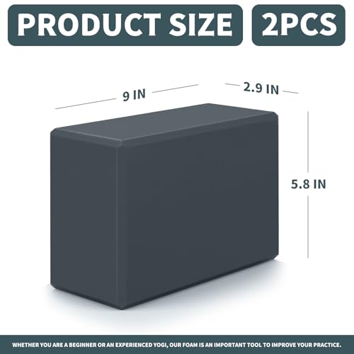 Yoga Blocks 2 Pcs, 9"x6"x3" Yoga Brick Foam Blocks EVA Foam Block Yoga Props Accessories for Yoga Pilates Stretching and Meditation