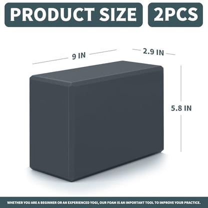 Yoga Blocks 2 Pcs, 9"x6"x3" Yoga Brick Foam Blocks EVA Foam Block Yoga Props Accessories for Yoga Pilates Stretching and Meditation