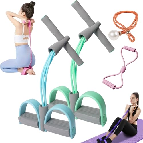 21 Fitness Resistance Bands-4 Tube Pedal Ankle Puller - color: P