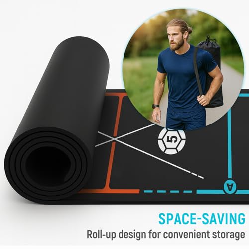 Soccer Training Mat with Integrated Ladder & Cones | 4-in-1 Football Footwork Agility Trainer for Team Practice | Non-Slip Speed & Ball Control Exercise Mat