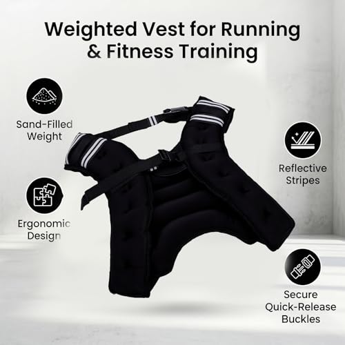 RiToEasysports Weighted Vest, Comfortable Breathable Adjustable Strap Secure Fit Iron Sand Filling For Jogging Running - size: 8KG