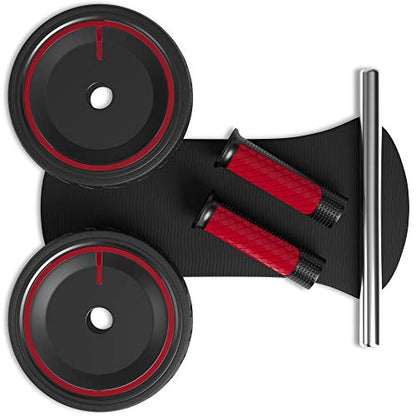 READAEER Ab Roller Wheel, Heavy Duty Workout Equipment for Home Gym, Professional Metal Handle with Rubber Surface Abdominal Exercise Wheel for Strength Training, Ab Wheel with Knee Pad