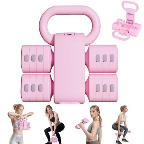 Adjustable Kettlebell Set, 4-in-1 Free Weight Kettlebell sets (5.5lbs 7.7lbs 9.9lbs 12.1lbs) for women, Hand Weight Dumbbell Set of 2 for Home Gym Fitness Training
