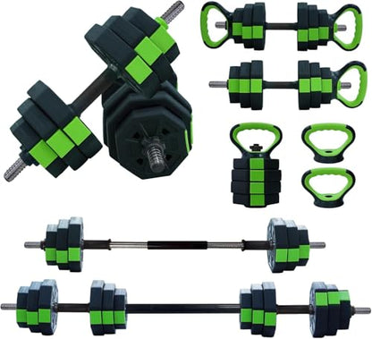 44LBS 4-in-1 Adjustable Dumbbell Kettlebell Set, Convertible to Barbell & Push-Up Stand, Soft Shoulder Pad Multi-Function Weight Set, Non-Slip Iron Handle Home Gym Full Body Strength Training Fitness Equipment for Men Women