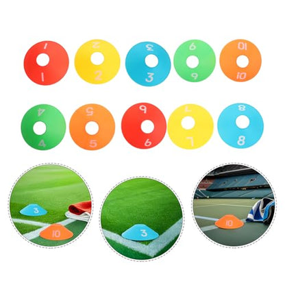 DOITOOL 10pcs Numbered Sports Training Discs Football Training Markers Agility Cones Set for Soccer Basketball Practice Outdoor Field Drills