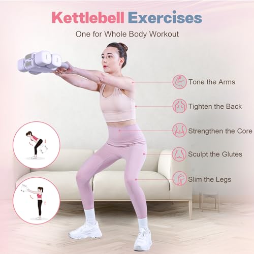 kisnbld Adjustable Dumbbell Set, 2-in-1 Dumbbells & Kettlebell,Hand Weights - color: Purple