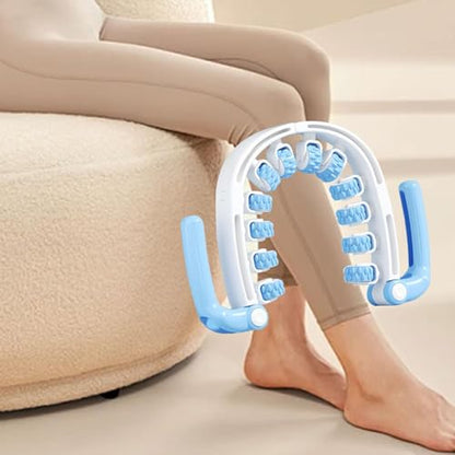 Generic Massage Roller Muscle Relaxation Roller Stick with Detachable 12 Wheel System Sturdy PP Material Adjustable Handheld Tool, Blue