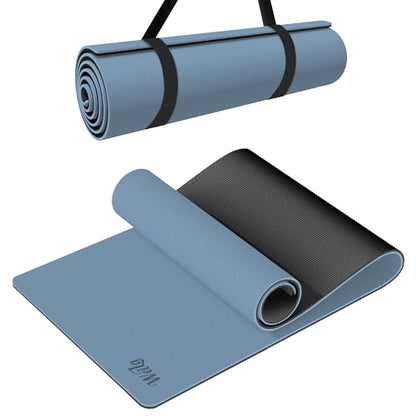 Non-slip TPE Yoga Mat for Women & Men,72"x24" Double-Sided Workout Mat for Home Gym Pilates Fitness,1/4 Inch Packable Lightweight Exercise Mat with Strap for Travel,Non Toxic Exercise Floor Mat