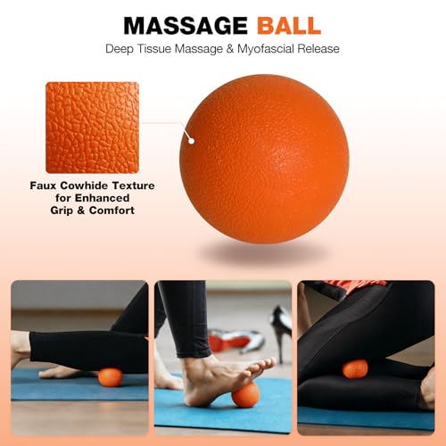 RedSwing 5-in-1 Foam Roller Set - High Density Deep Tissue Massage Roller with Ball, Band & Bag for Full Body Muscle Recovery and Pain Relief