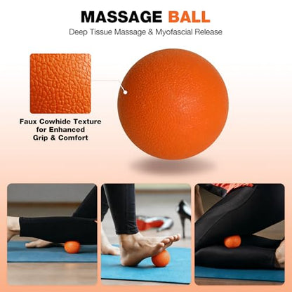 RedSwing 5-in-1 Foam Roller Set - High Density Deep Tissue Massage Roller with Ball, Band & Bag for Full Body Muscle Recovery and Pain Relief