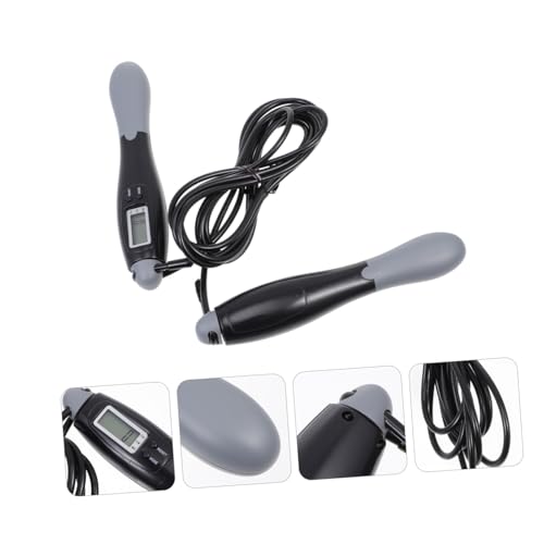 CHILDWEET Electronic Jump Rope with Digital Counter Steel Wire Skipping Rope for Fitness Training Cardio Exercise Portable Home and Outdoor Use Black Gray Long Version