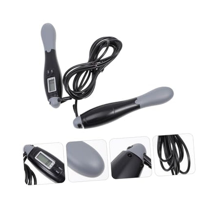 CHILDWEET Electronic Jump Rope with Digital Counter Steel Wire Skipping Rope for Fitness Training Cardio Exercise Portable Home and Outdoor Use Black Gray Long Version