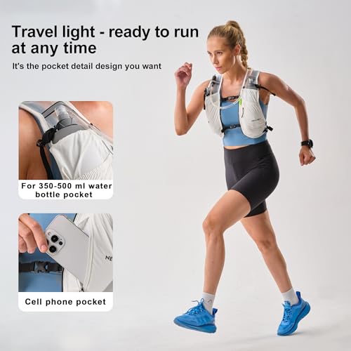 Waterproof Running Vest, 5.5L Breathable Running Hydration Vest with 1.5L Water Bladder, Water Vest for Hiking, Trail Marathon Race, Ideal for Women and Men - color: White