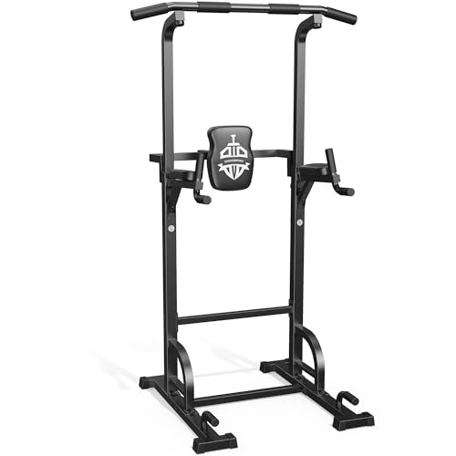 Sportsroyals Power Tower Pull Up Bar Station, 450LBS Stable Pull Up Dip Station for Home Gym Strength Training Equipment | FED Fitness - color: Black-01