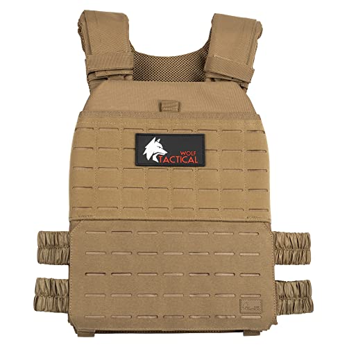 Wolf Tactical Adjustable Weighted Vest for Men & Women - Rucking, Workout, Running, Walking & CrossFit Weight Vest for Strength Training & Fitness - color: Tan