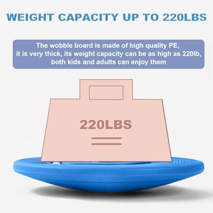 Kids Maze Balance Board - Wobble Trainer for Ski Surf Snowboard, Non-Slip Sensory Rocker Ages 3-12, Core Therapy & Skate Prep Ocean blue