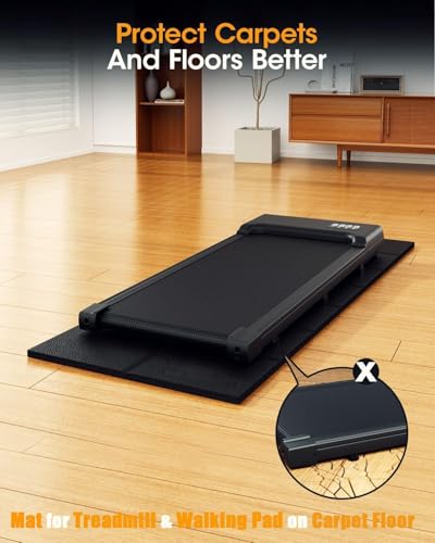 THAILE Treadmill Mat, 68" x 24" x 6mm, for Carpet & Hardwood Floors - size: 68"L x 24"W x 0.24"Th