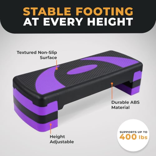 BalanceFrom 31-inch Aerobic Step Platform Trainer with 3 Adjustable Risers - color: Purple