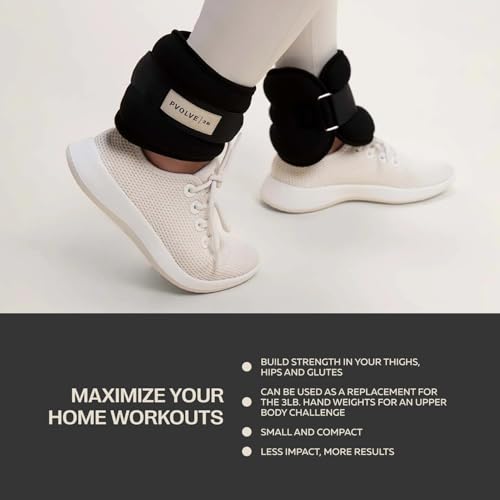 Pvolve Adjustable Ankle Weights for Men & Women, Wrist or Ankle Weights, Tone and Sculpt Your Body, Legs & Core, Used for at Home Workouts, Walking, Dancing or Pilates, 1 Pair