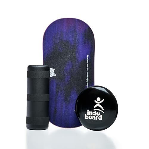 The Indo Board “Rocker” Training Package. Included Balance Board, Roller, and Cushion. Balance Training for Core Strength, Stability & Athletic Performance - Surfing, Skateboarding, Snowboarding. Designed for Progression. - color: Purple Rain